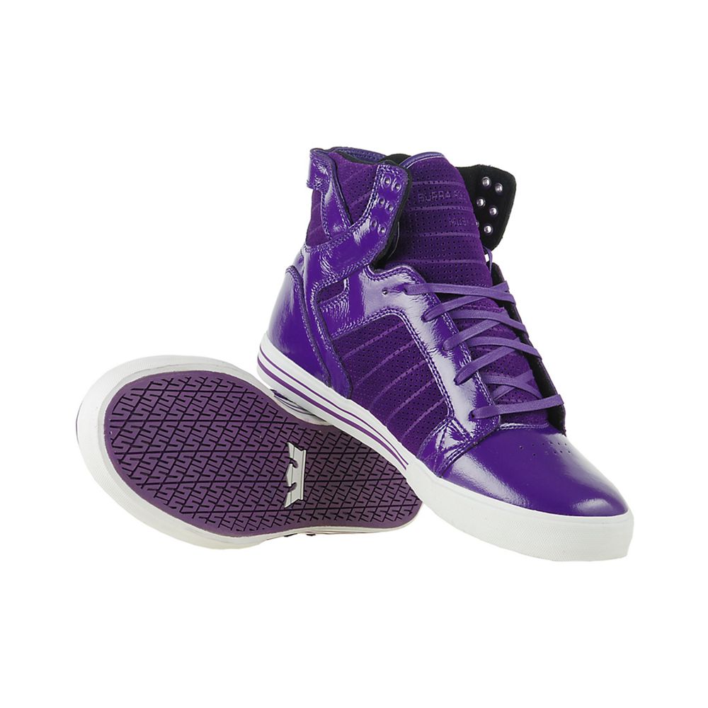 Baskets Montantes Supra SkyTop Violette Purple Patent Homme | YDJ-69737925